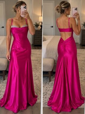 Morgan & Co. Fuchsia Rhinestone Bust Evening Gown – NWT
